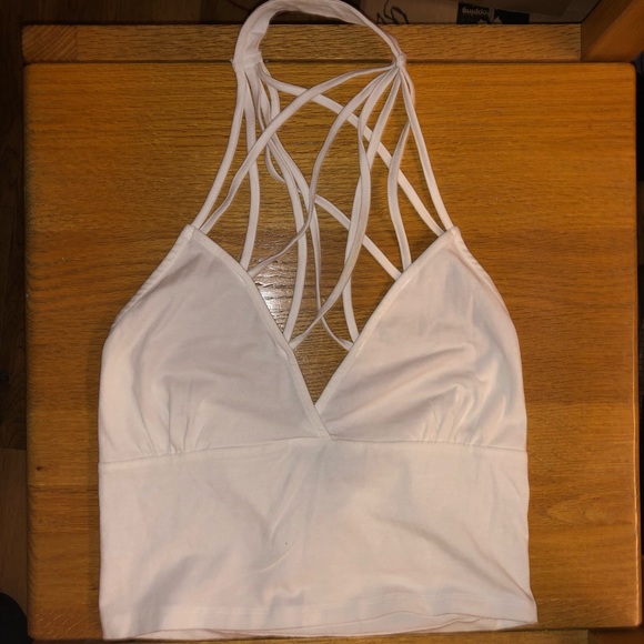Charlotte Russe Tops - White halter crop top